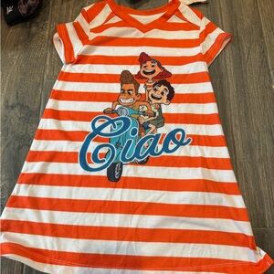 Disney LUCA MOVIE Orange and White Striped Tee Dress size 4 / 4t
